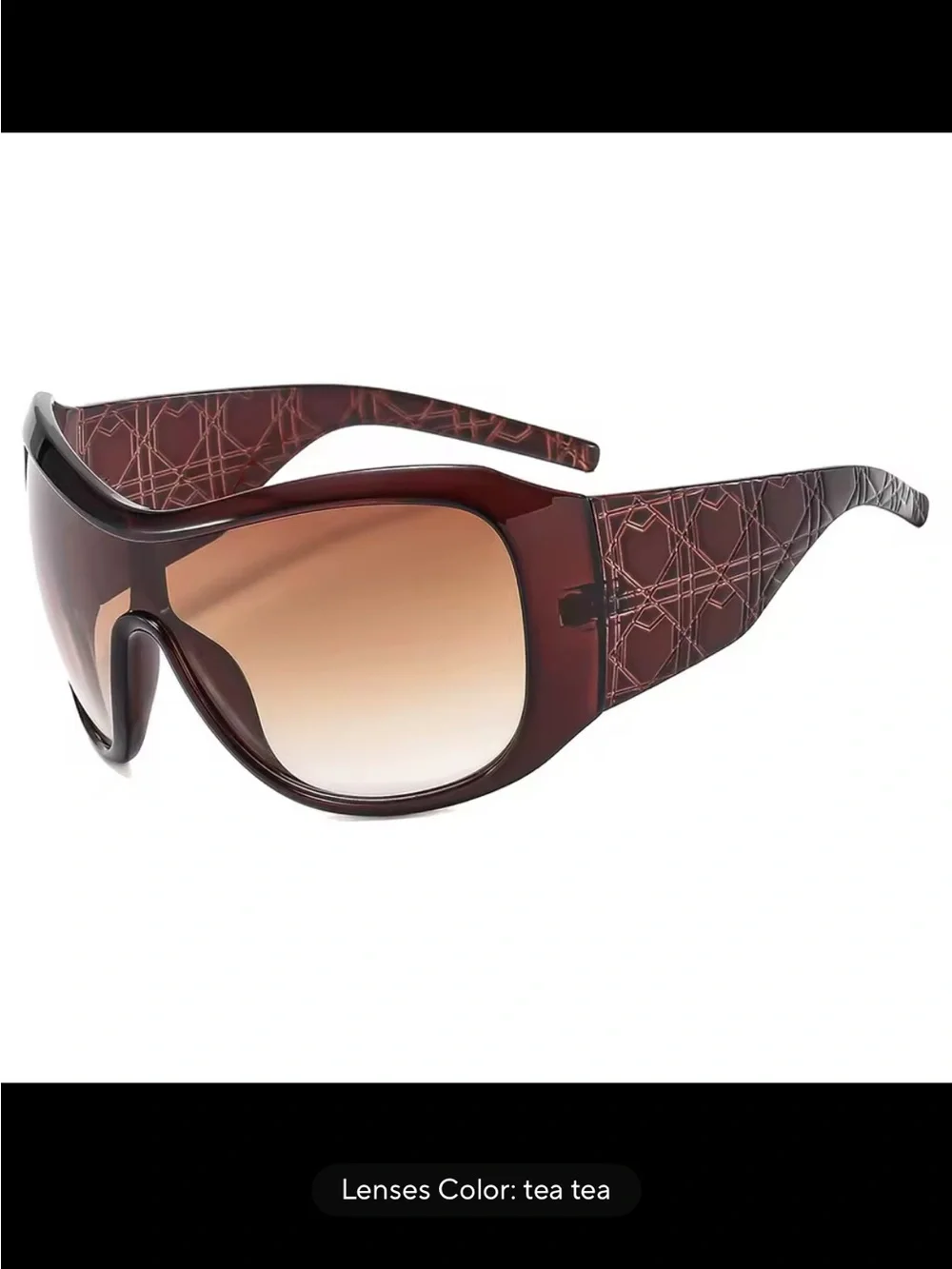 Oversized Brown Shield Sunglasses for Women - Chic Sun Shield